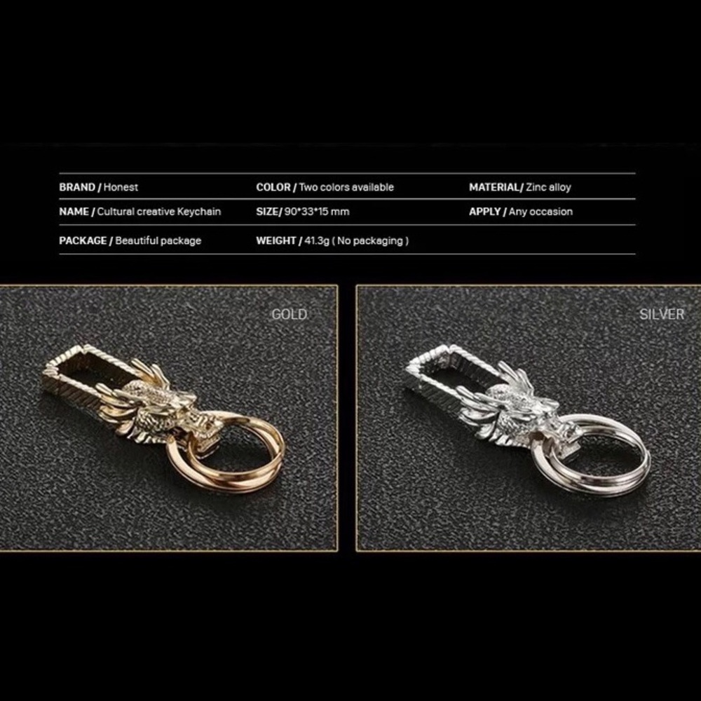 Charm Dragon Head Men Keychain - Picture 2 of 5